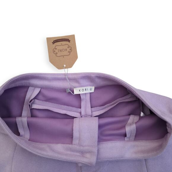 Kori America Faux Suede Velour Lilac Purple High Waist Shorts Women Sz L - Picture 3 of 10